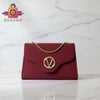 Classic Handbag with Gold Chain & V Emblem
