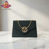 Classic Handbag with Gold Chain & V Emblem