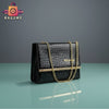 Elegant Croc-Textured Handbag with Gold Chain